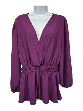 London Rose 2X wrap-style blouse